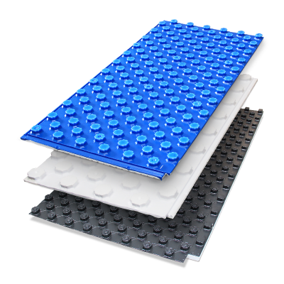 KR system boards are made of EPS and have studs which closely bed heating pipes so that no extra fitting systems are necessary